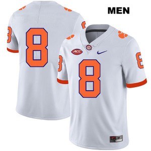 Men A.J. Terrell White Clemson Tigers #8 No Name Embroidery Jersey