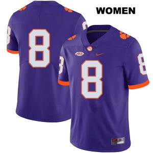 Womens A.J. Terrell Purple Clemson Tigers #8 No Name Stitched Jerseys