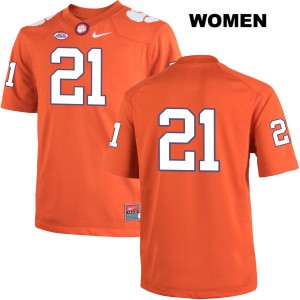 Womens Adrian Baker Orange Clemson University #21 No Name Embroidery Jerseys