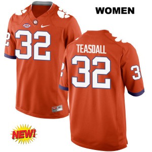 Women's Andy Teasdall Orange Clemson #32 College Jerseys