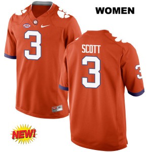 Women's Artavis Scott Orange Clemson #3 College Jerseys