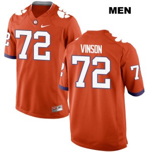 Men Blake Vinson Orange Clemson #72 Football Jersey