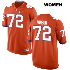 Women's Blake Vinson Orange Clemson Tigers #72 High School Jersey