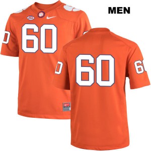 Men Bobby Gettys Orange Clemson Tigers #60 No Name Stitch Jerseys