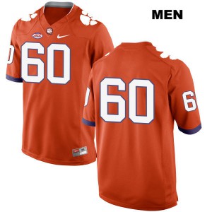 Men's Bobby Gettys Orange Clemson Tigers #60 No Name Stitch Jerseys