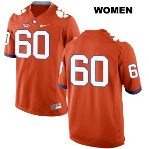 Womens Bobby Gettys Orange Clemson #60 No Name College Jerseys