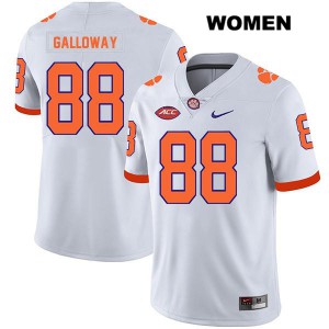 Womens Braden Galloway White Clemson Tigers #88 Stitched Jerseys