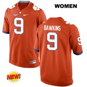 Women's Brian Dawkins Jr. Orange Clemson National Championship #9 Embroidery Jerseys