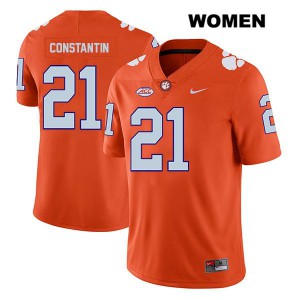 Womens Bryton Constantin Orange Clemson #21 Stitch Jersey