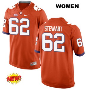 Women Cade Stewart Orange Clemson #62 Embroidery Jersey