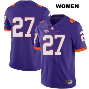 Womens Carson Donnelly Purple Clemson Tigers #27 No Name University Jersey