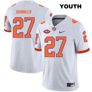 Youth Carson Donnelly White Clemson Tigers #27 Embroidery Jersey