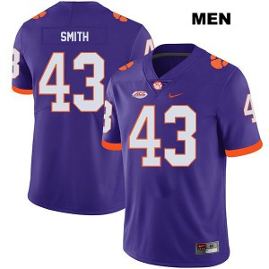 Men's Chad Smith Purple Clemson #43 Official Jersey