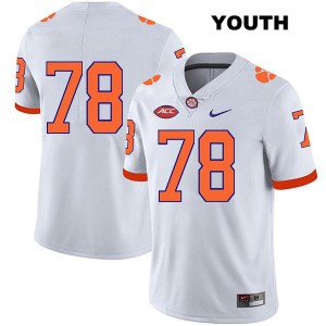 Youth Chandler Reeves White Clemson #78 No Name University Jersey
