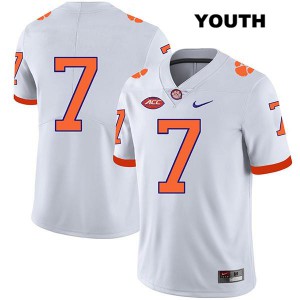 Youth Chase Brice White Clemson Tigers #7 No Name Stitch Jersey
