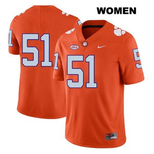Women Chase Guynup Orange Clemson Tigers #51 No Name High School Jersey