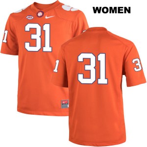 Womens Cole Renfrow Orange Clemson National Championship #31 No Name Embroidery Jerseys