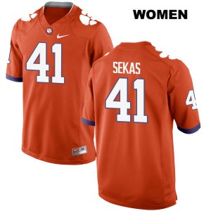 Women's Connor Sekas Orange Clemson #41 College Jerseys