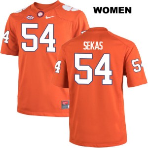 Women's Connor Sekas Orange Clemson Tigers #54 Stitch Jerseys
