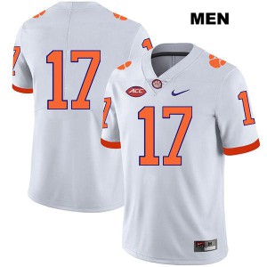 Men's Cornell Powell White Clemson Tigers #17 No Name College Jersey
