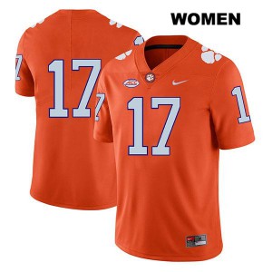 Womens Cornell Powell Orange Clemson #17 No Name Embroidery Jersey