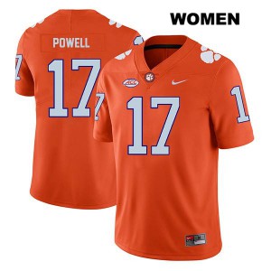 Women Cornell Powell Orange Clemson Tigers #17 University Jersey