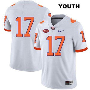 Youth Cornell Powell White Clemson #17 No Name Embroidery Jerseys
