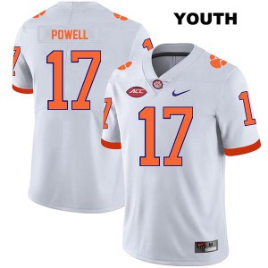 Youth Cornell Powell White Clemson Tigers #17 Official Jersey