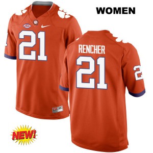 Women's Darien Rencher Orange Clemson Tigers #21 NCAA Jerseys