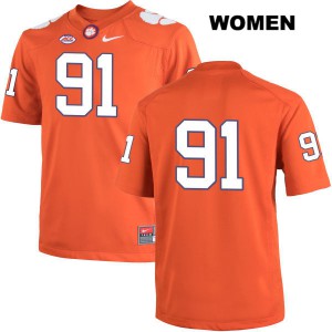 Women's Darnell Jefferies Orange Clemson Tigers #91 No Name Official Jerseys