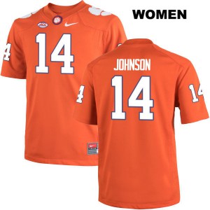 Womens Denzel Johnson Orange Clemson #14 Official Jersey