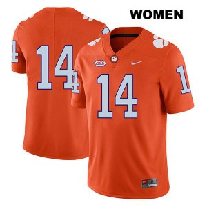Women Denzel Johnson Orange Clemson Tigers #14 No Name Official Jerseys