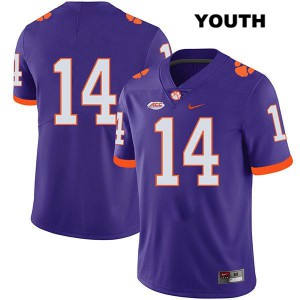Youth Denzel Johnson Purple Clemson #14 No Name Embroidery Jersey