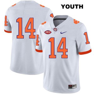 Youth Denzel Johnson White Clemson Tigers #14 No Name Stitched Jersey