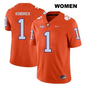 Womens Derion Kendrick Orange Clemson #1 Stitched Jersey