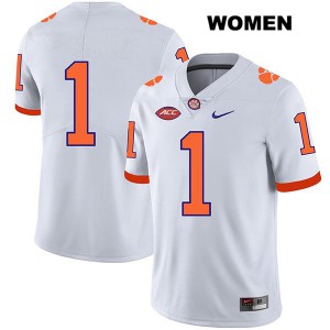 Women Derion Kendrick White Clemson National Championship #1 No Name Embroidery Jersey