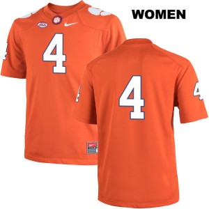 Women's Deshaun Watson Orange Clemson Tigers #4 No Name Stitch Jerseys