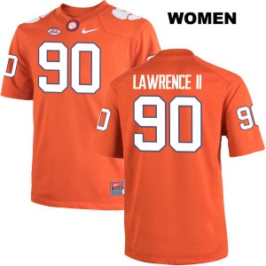 Womens Dexter Lawrence Orange Clemson Tigers #90 NCAA Jersey