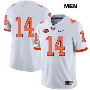 Mens Diondre Overton White Clemson #14 No Name NCAA Jersey