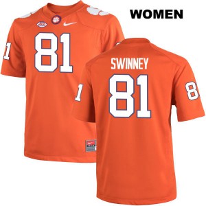 Women Drew Swinney Orange Clemson University #81 Embroidery Jerseys
