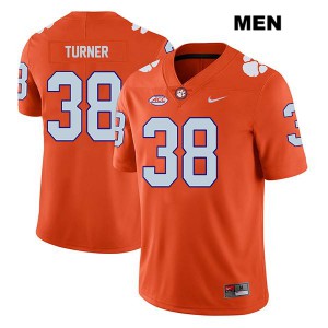Men's Elijah Turner Orange Clemson #38 Football Jersey