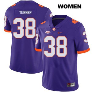Womens Elijah Turner Purple Clemson #38 University Jerseys