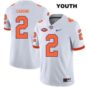 Youth Frank Ladson Jr. White Clemson University #2 Football Jerseys