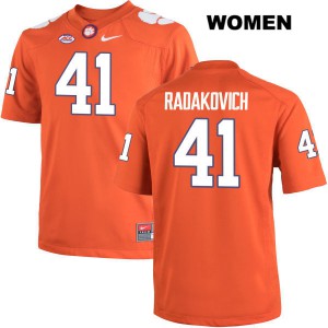 Women Grant Radakovich Orange Clemson Tigers #41 Football Jersey