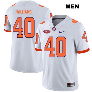 Men's Greg Williams White Clemson Tigers #40 Embroidery Jersey