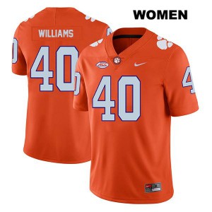 Women's Greg Williams Orange Clemson University #40 College Jerseys