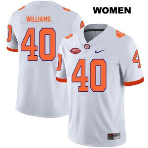 Women Greg Williams White Clemson University #40 College Jerseys
