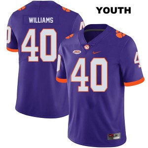 Youth Greg Williams Purple Clemson Tigers #40 Embroidery Jerseys