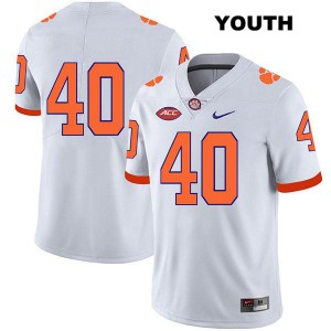 Youth Greg Williams White Clemson #40 No Name Stitched Jerseys