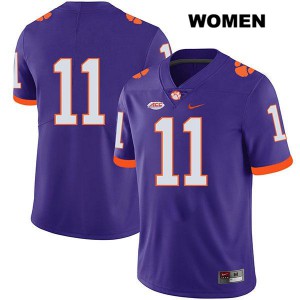 Women Isaiah Simmons Purple Clemson Tigers #11 No Name Embroidery Jerseys